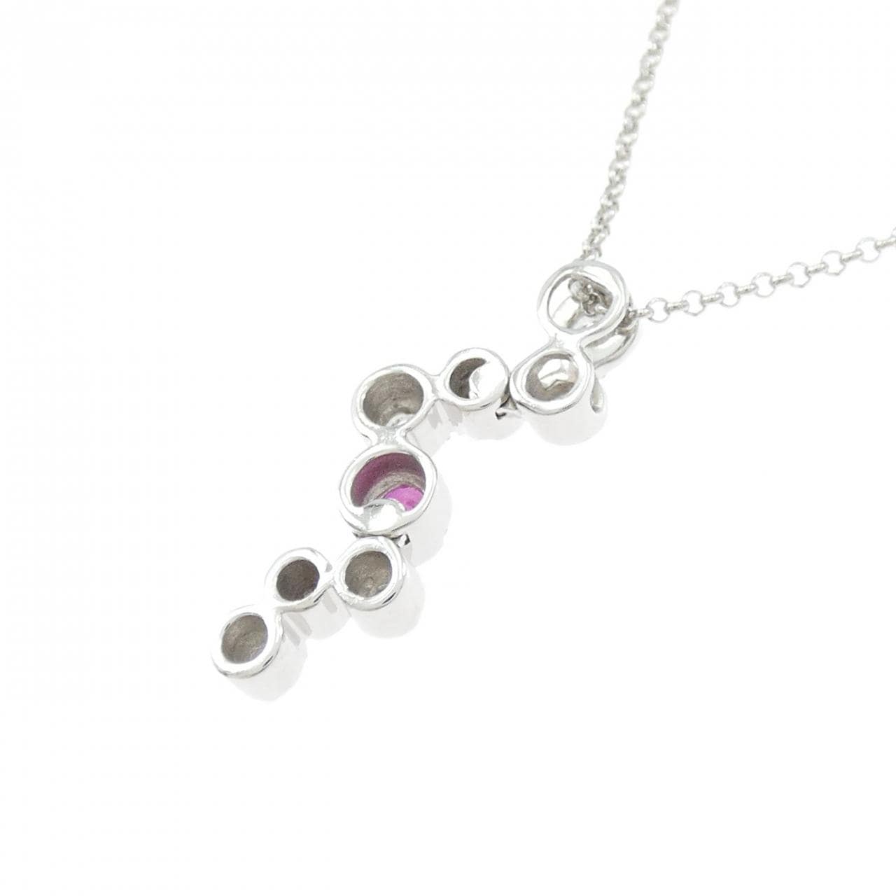 K18WG ルビー ネックレス 0.15CT