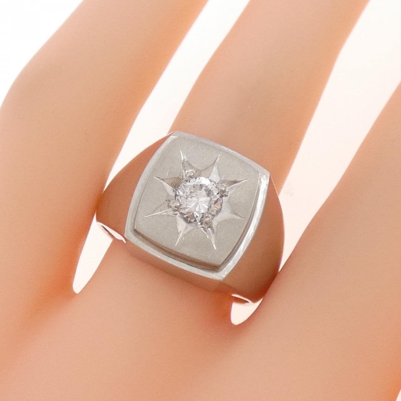 PT900 印台 ダイヤモンド リング 0.35CT