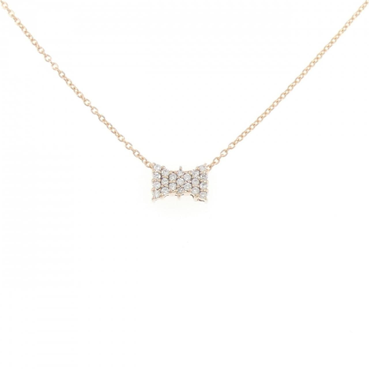 K18PG リボン ダイヤモンド ネックレス 0.11CT
