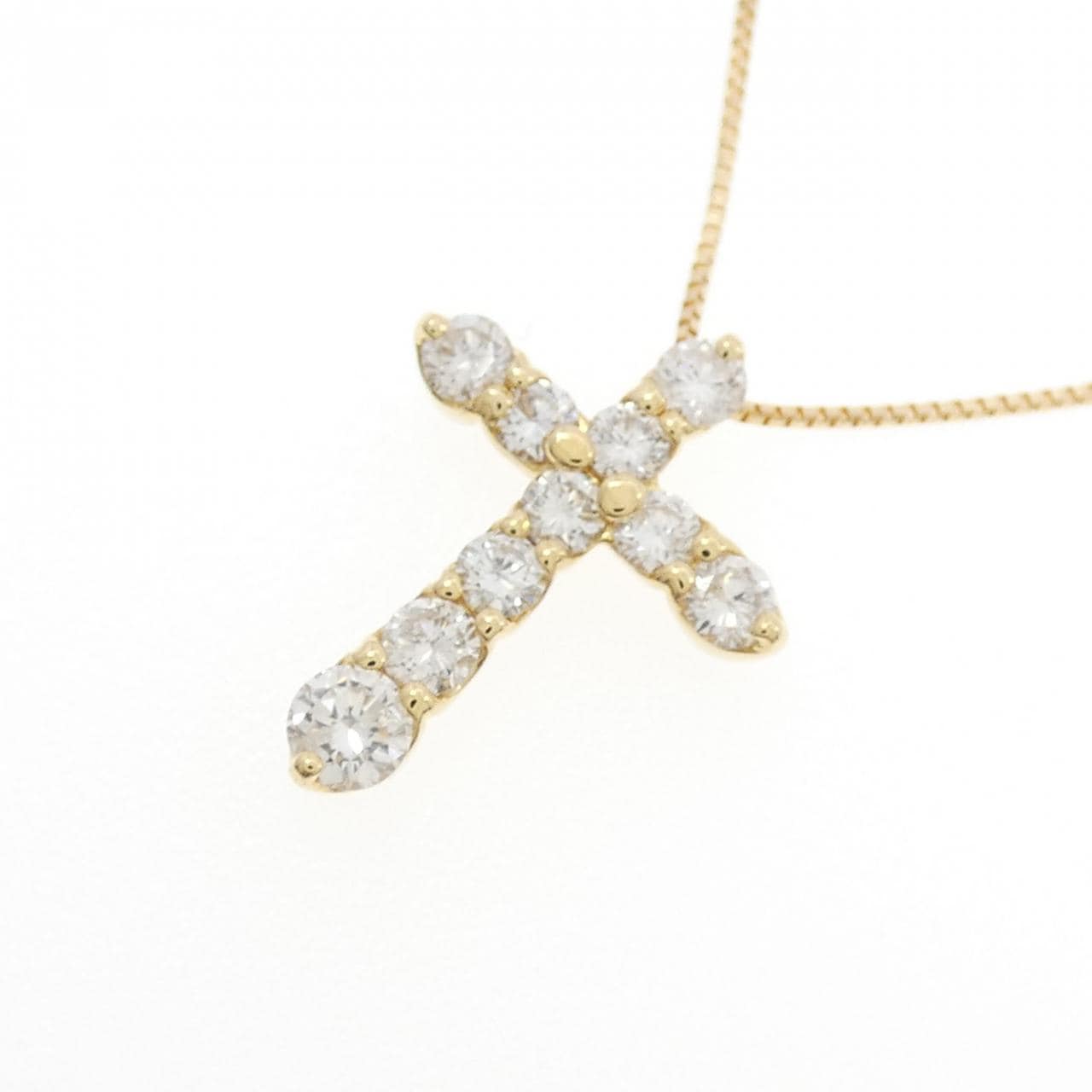 K18YG クロス ダイヤモンド ネックレス