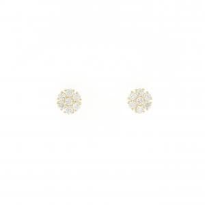 【リメイク】K18YG フラワー ダイヤモンド ピアス 0.30CT