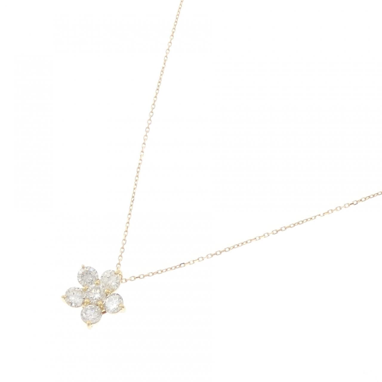 K18YG フラワー ダイヤモンド ネックレス 1.02CT