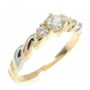 K18YG/PT900/K18PG ダイヤモンド リング 0.15CT