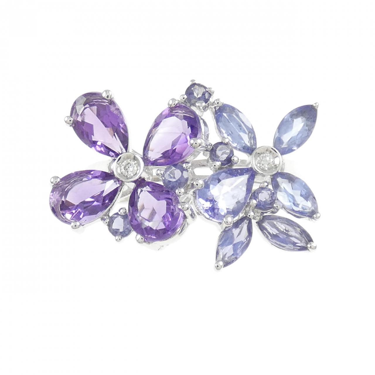 K18WG カラーストーン リング