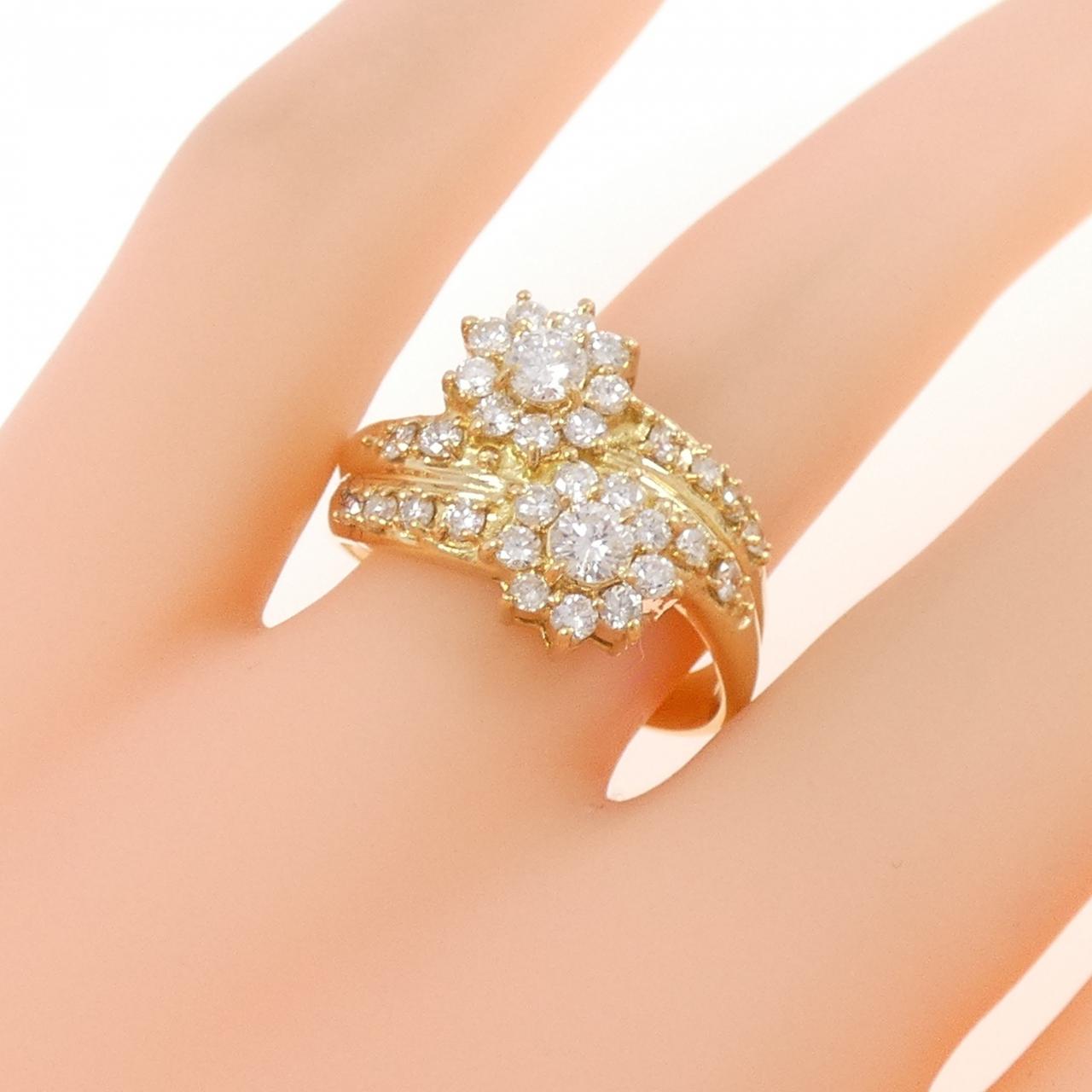 K18YG フラワー ダイヤモンド リング 1.02CT