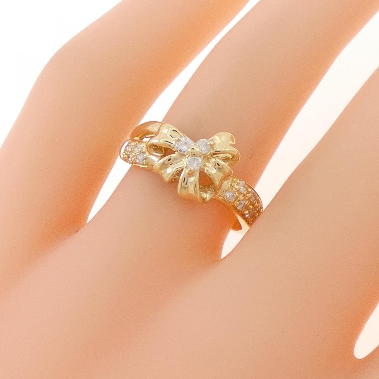 K18YG リボン ダイヤモンド リング 0.20CT
