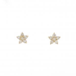 【新品】K18YG フラワー ダイヤモンド ピアス 0.20CT