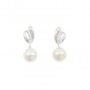 K18WG 白蝶パール ピアス 10.5mm