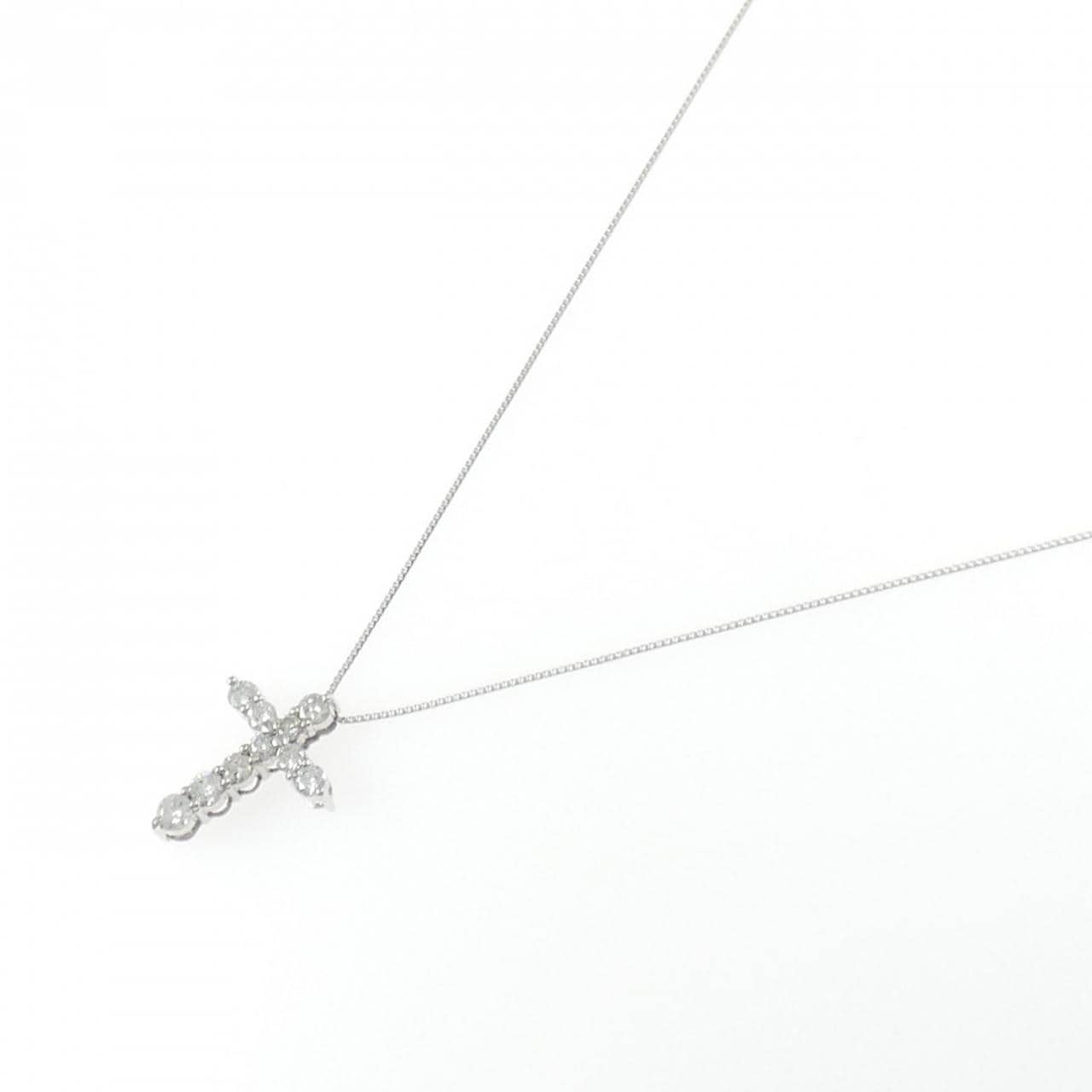 K18WG クロス ダイヤモンド ネックレス 0.50CT