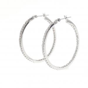 K18WG フープ ダイヤモンド ピアス 1.00CT