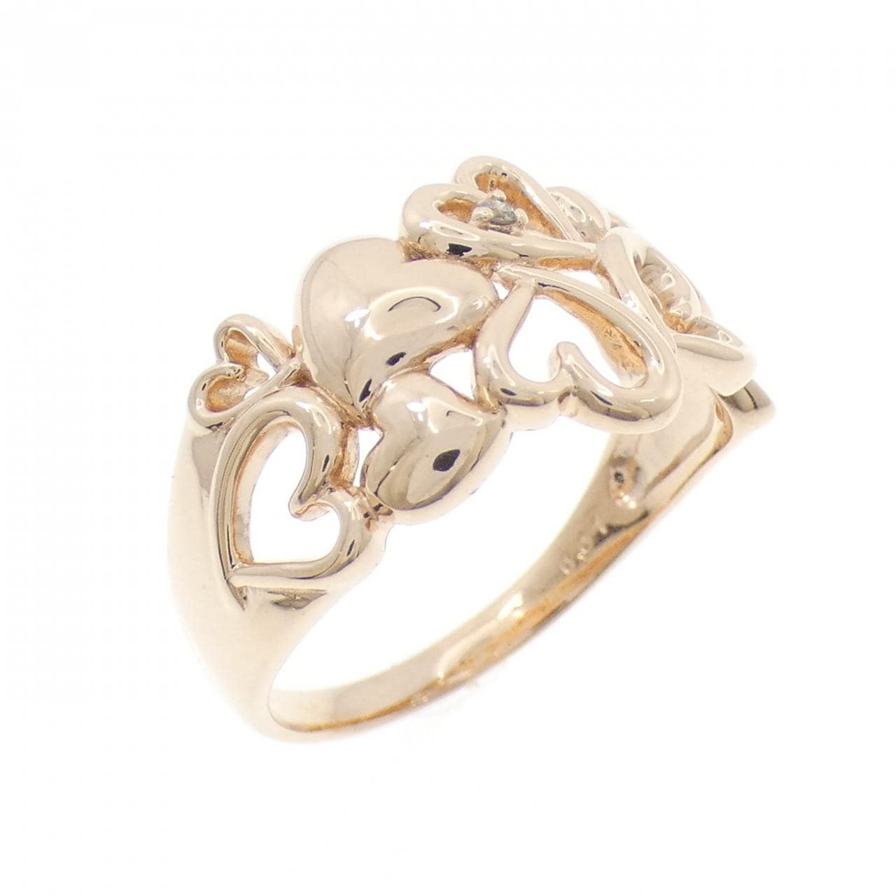 K10PG ハート ダイヤモンド リング 0.01CT