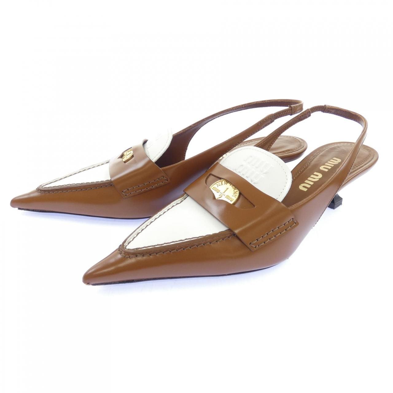 ミュウミュウ MIU MIU スリングバック ヒールローファー 5D774D パンプス