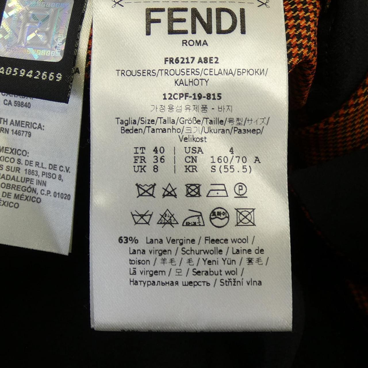 フェンディ FENDI FR6217 A8E2 パンツ