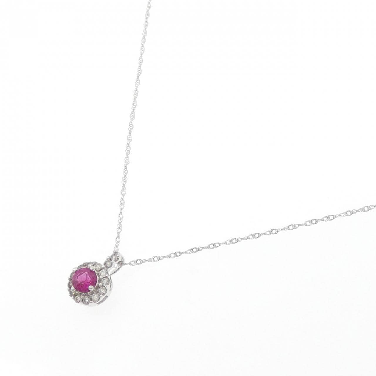 K18WG ルビー ネックレス 0.26CT