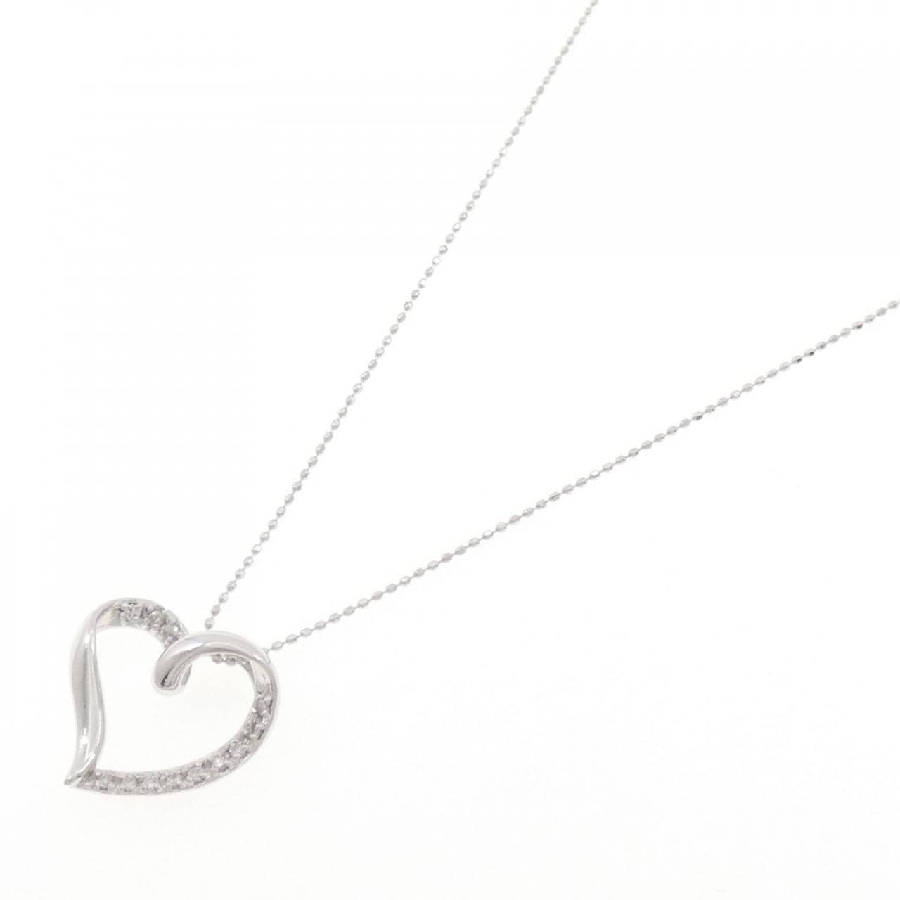 K18WG ハート ダイヤモンド ネックレス 0.11CT