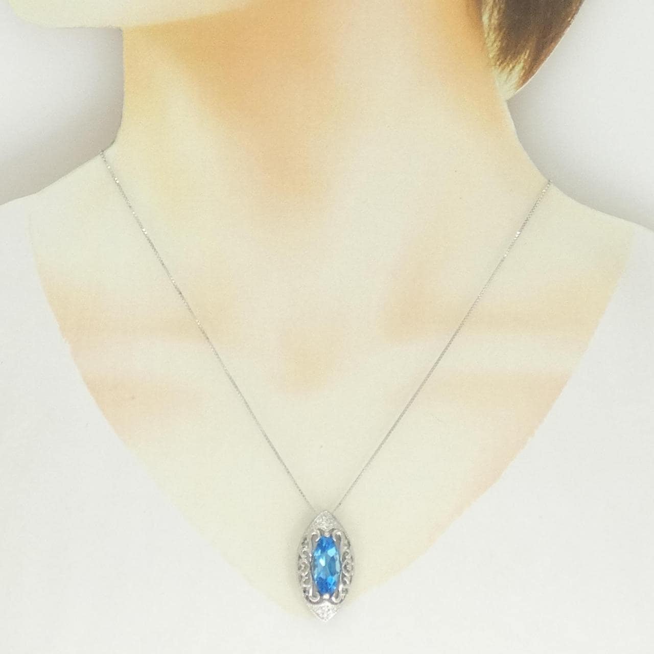 K18WG ブルートパーズ ネックレス 4.30CT