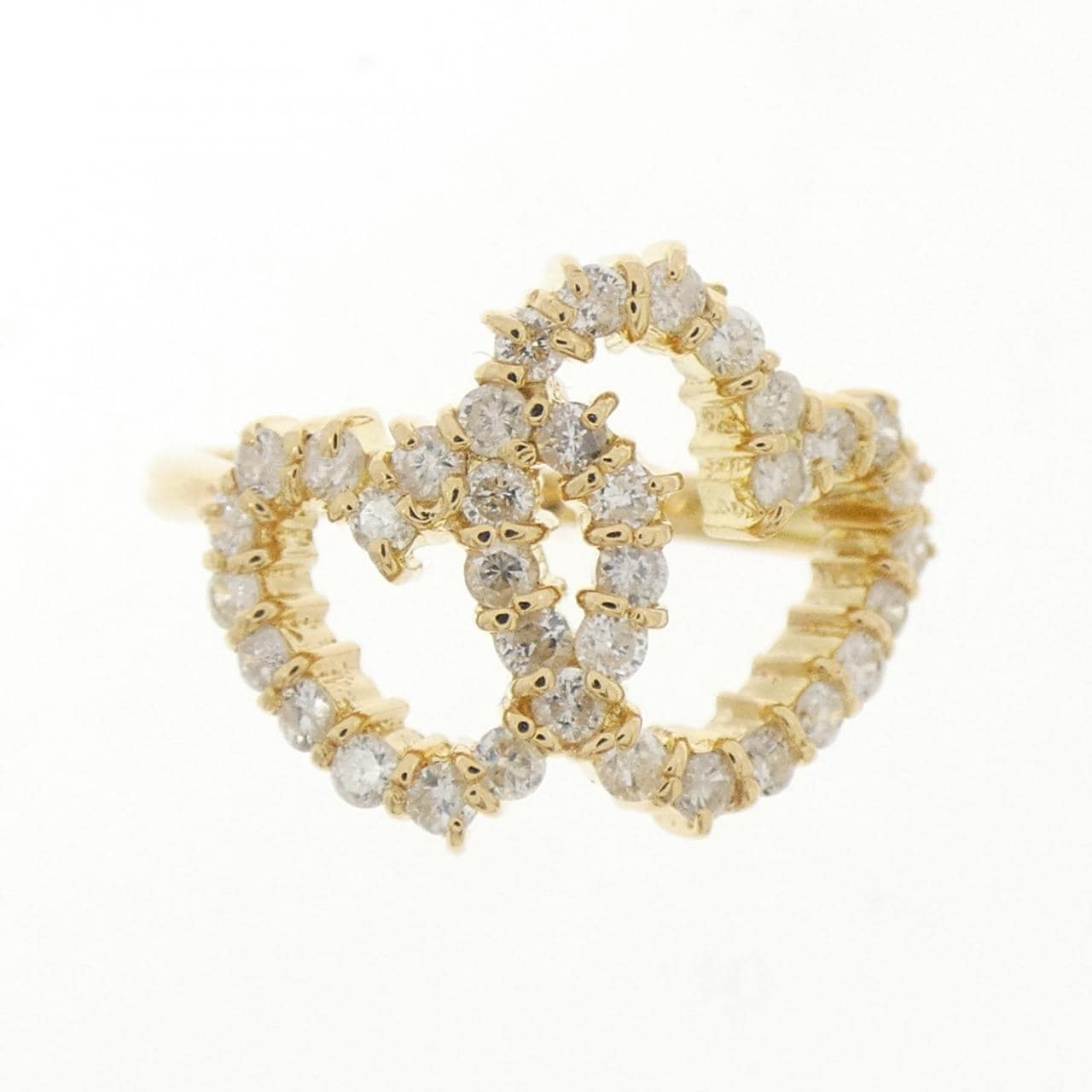 K18YG ハート ダイヤモンド リング