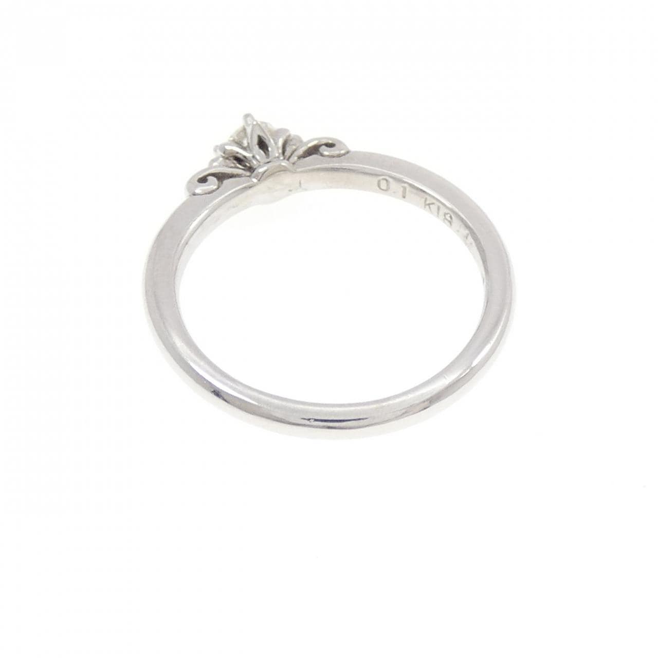 K18WG ソリティア ダイヤモンド リング 0.1CT