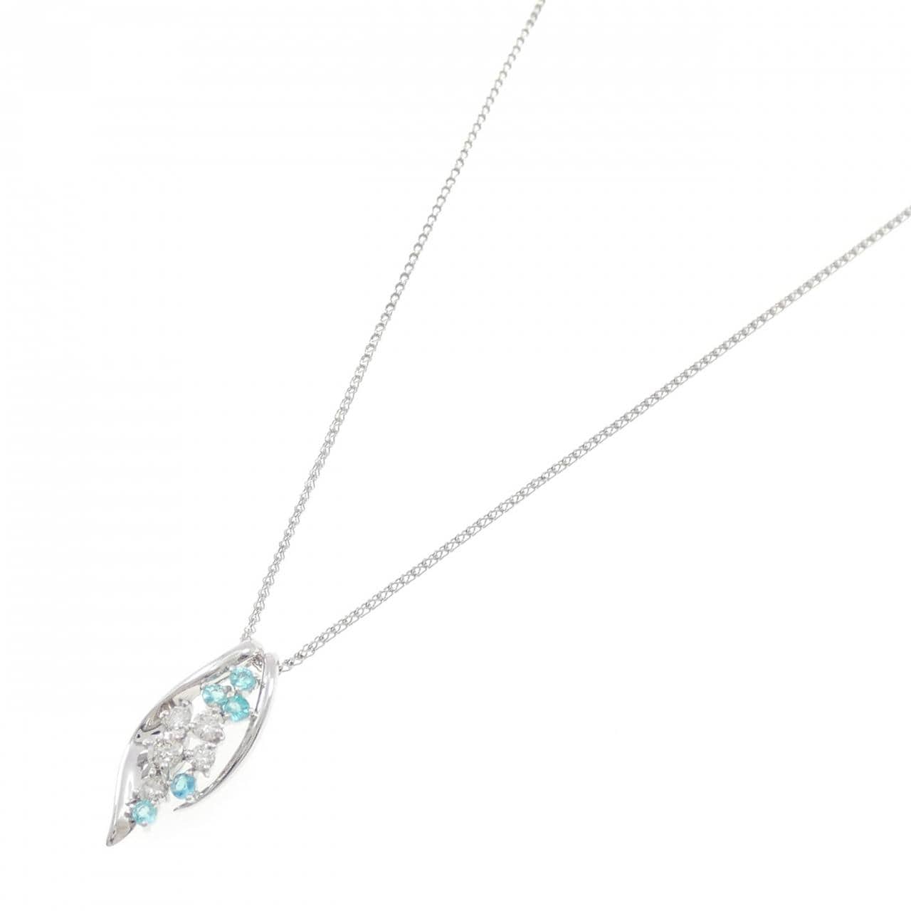 K18WG/PT850 Paraiba Tourmaline necklace 0.23CT