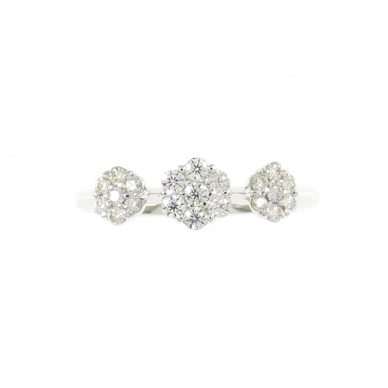 K18WG フラワー ダイヤモンド リング 0.30CT