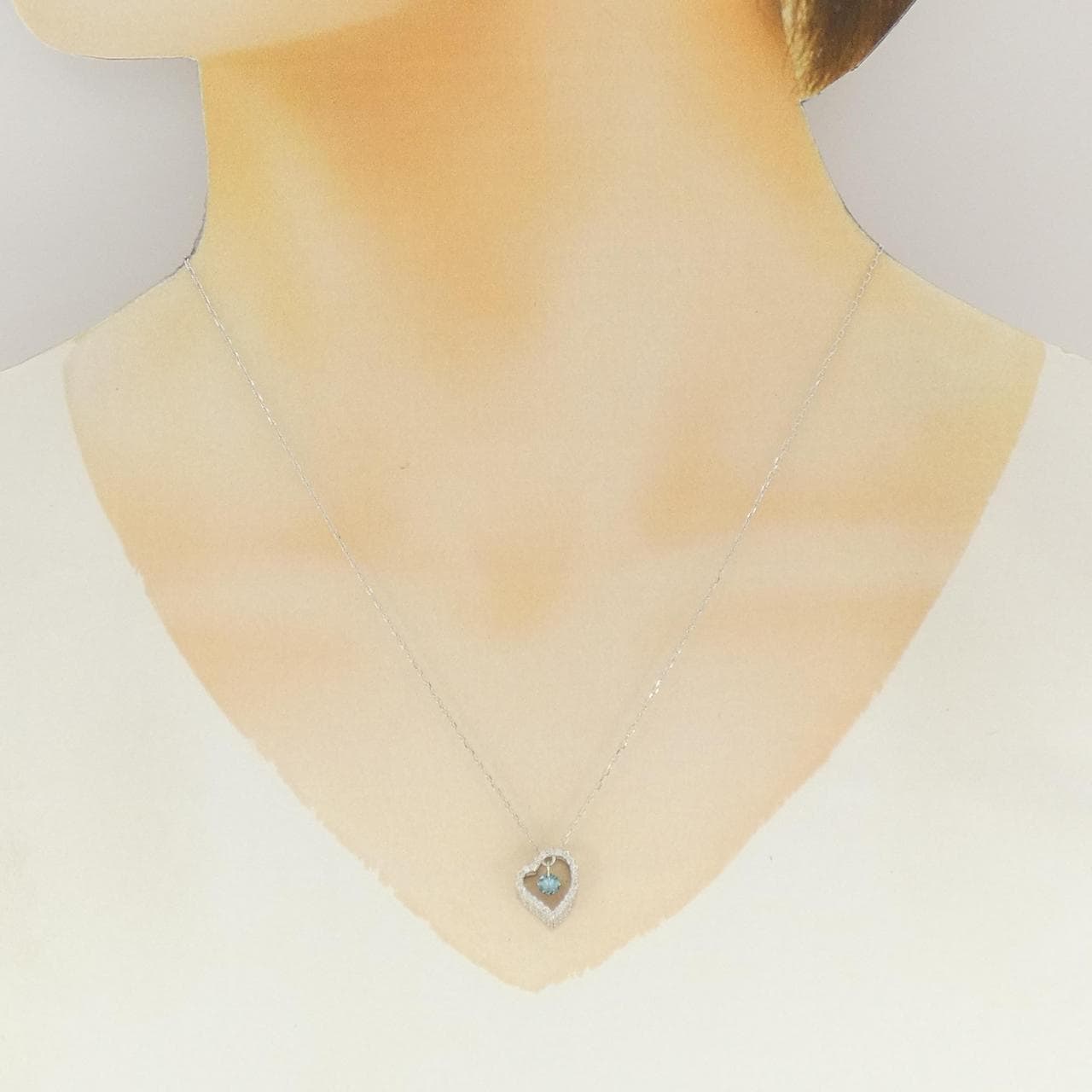 K18WG ハート ダイヤモンド ネックレス 0.17CT