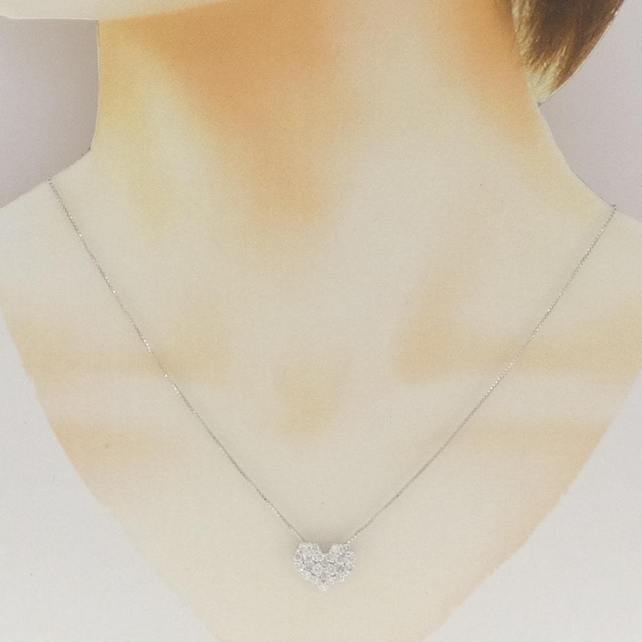 K14WG ハート ダイヤモンド ネックレス 1.00CT