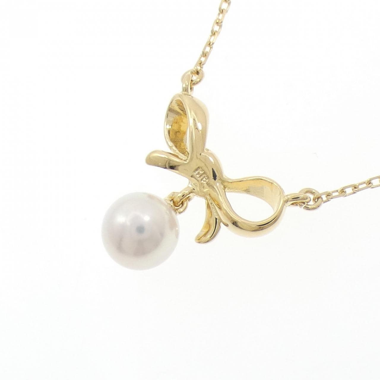 K18YG リボン アコヤパール ネックレス 6.5mm