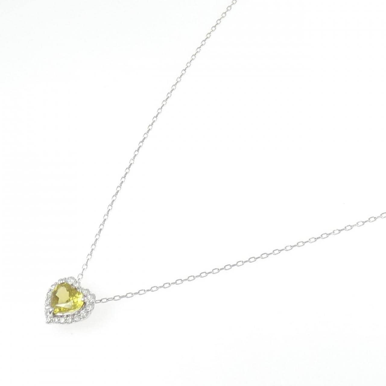 PT900/PT850 ハート スフェーン ネックレス 1.48CT