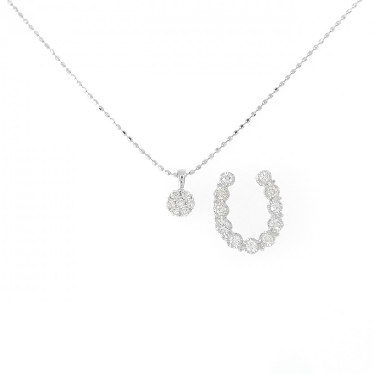 K18WG 2WAY ダイヤモンド ネックレス 0.08CT