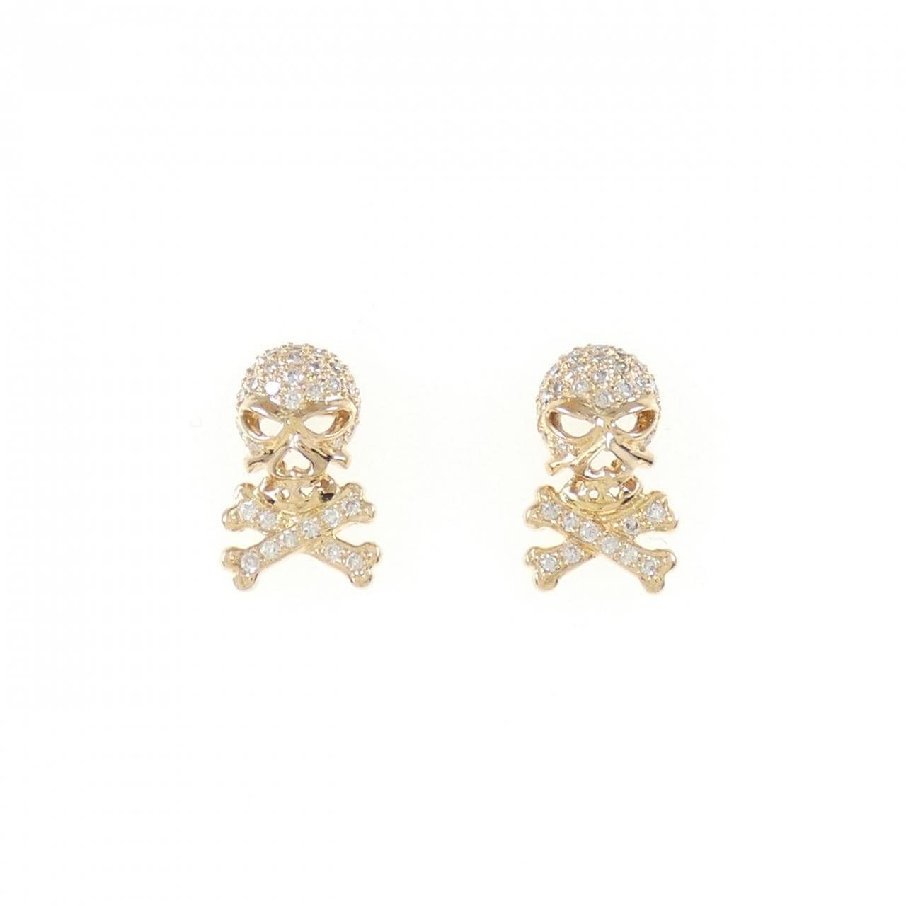 K18YG skull Diamond earrings 0.32CT