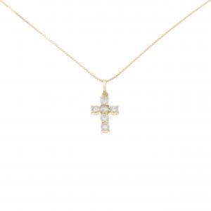 K18YG クロス ダイヤモンド ネックレス 0.45CT