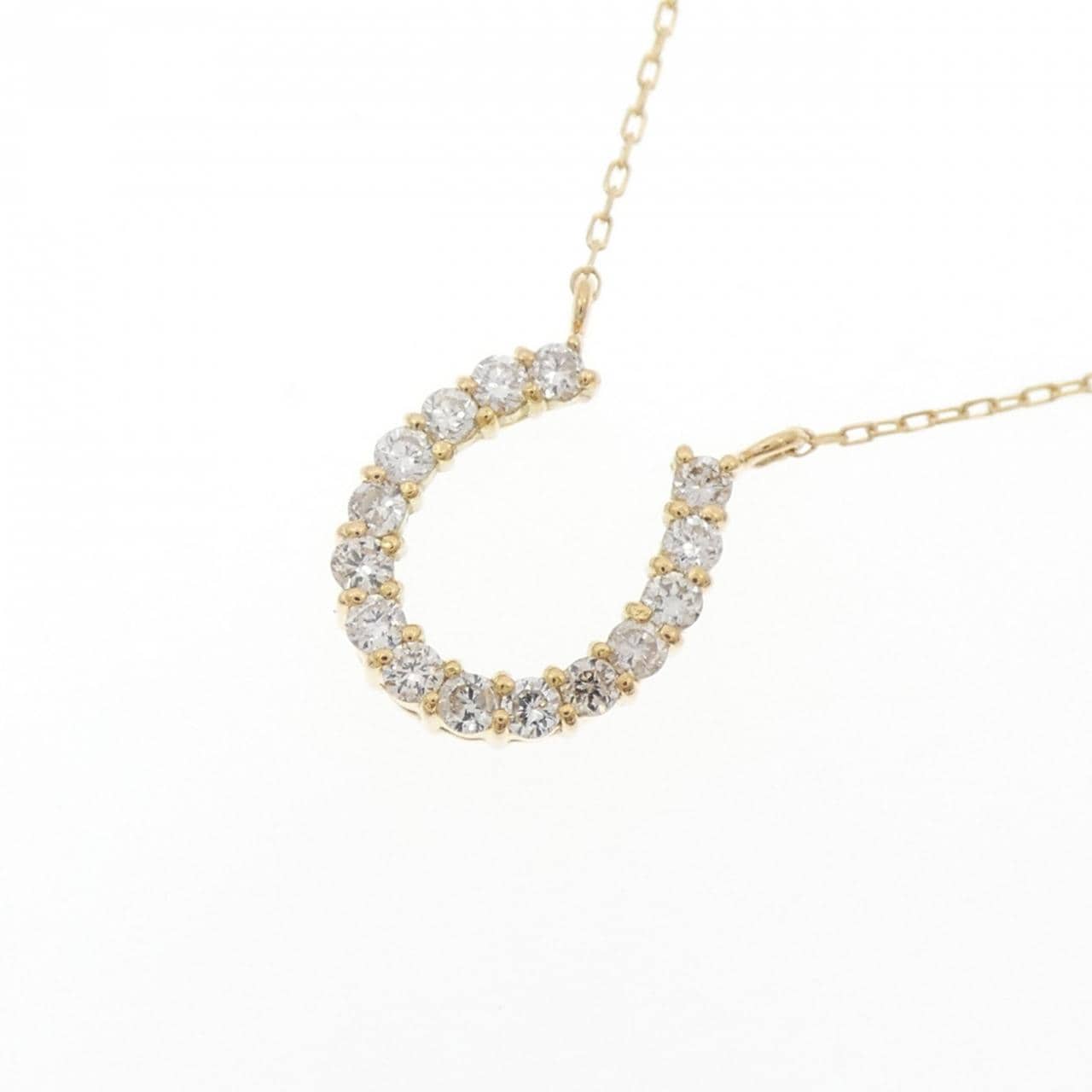 【新品】K18YG ホースシュー ダイヤモンド ネックレス 0.20CT
