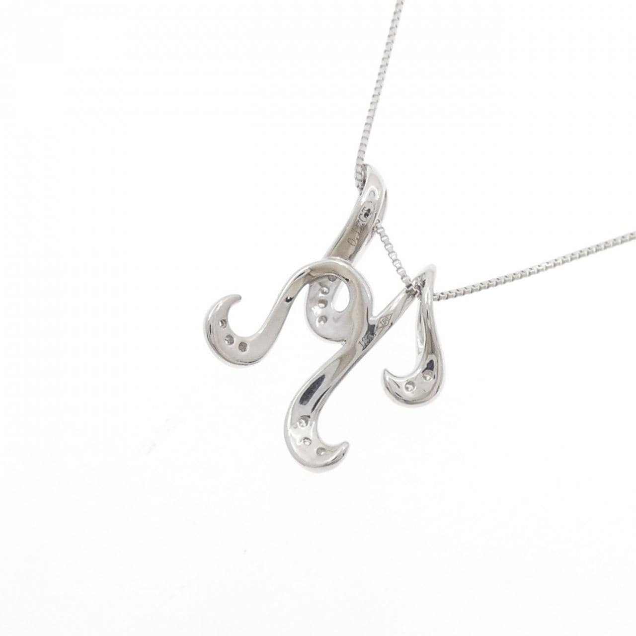 750WG/K18WG ダイヤモンド ネックレス 0.12CT