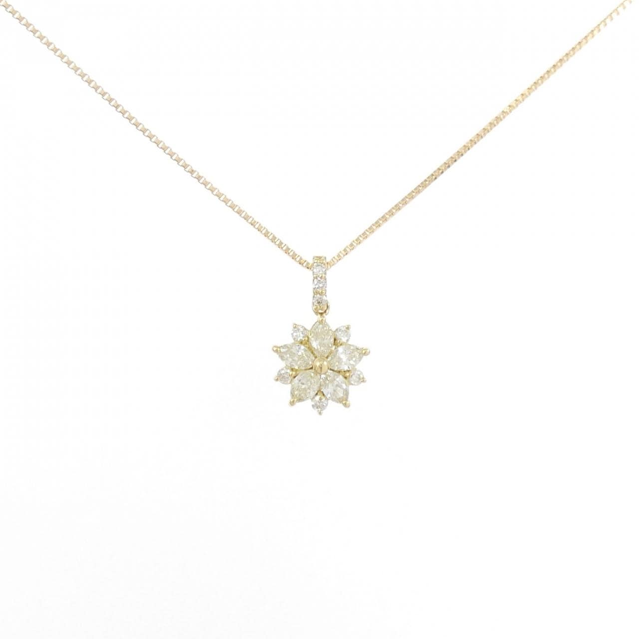 【新品】K18YG フラワー ダイヤモンド ネックレス 0.25CT