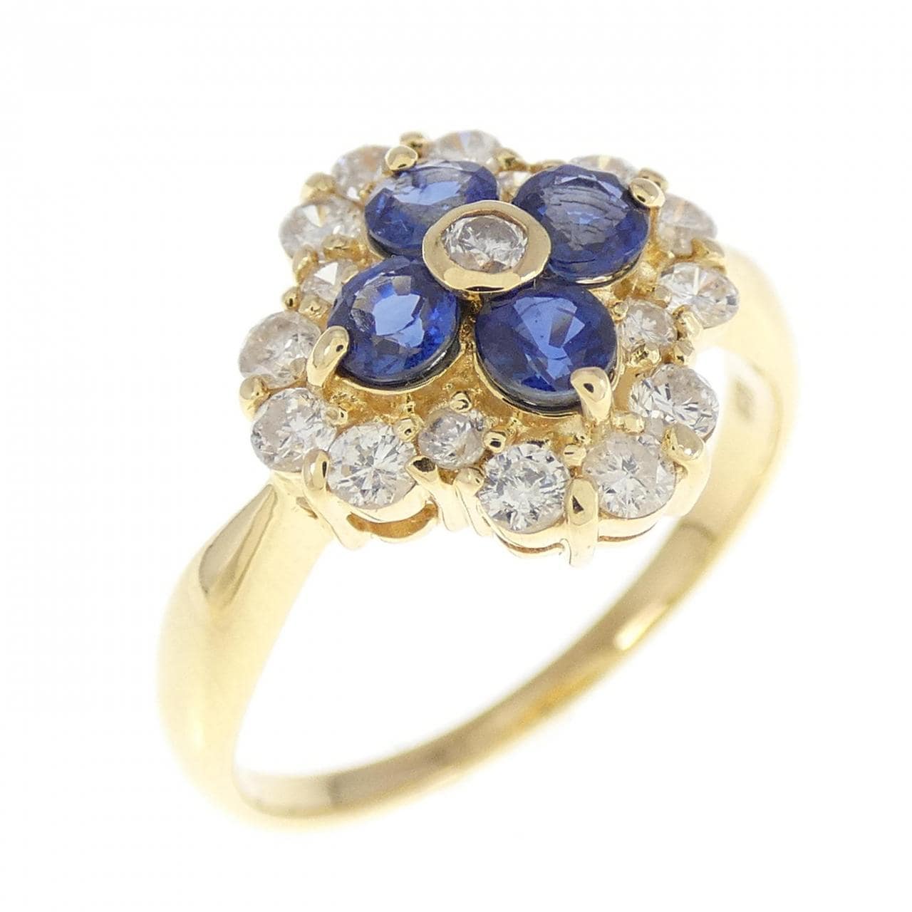 K18YG Flower Sapphire Ring 0.58CT