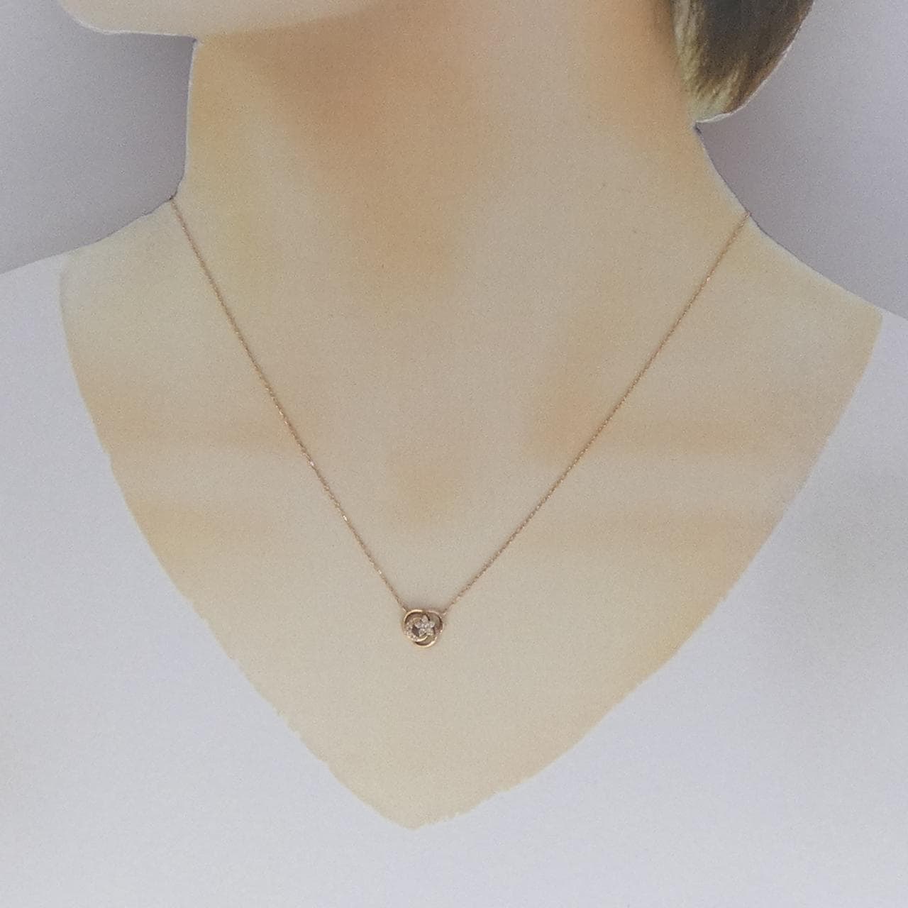 K18PG ムーン×スター ダイヤモンド ネックレス 0.06CT