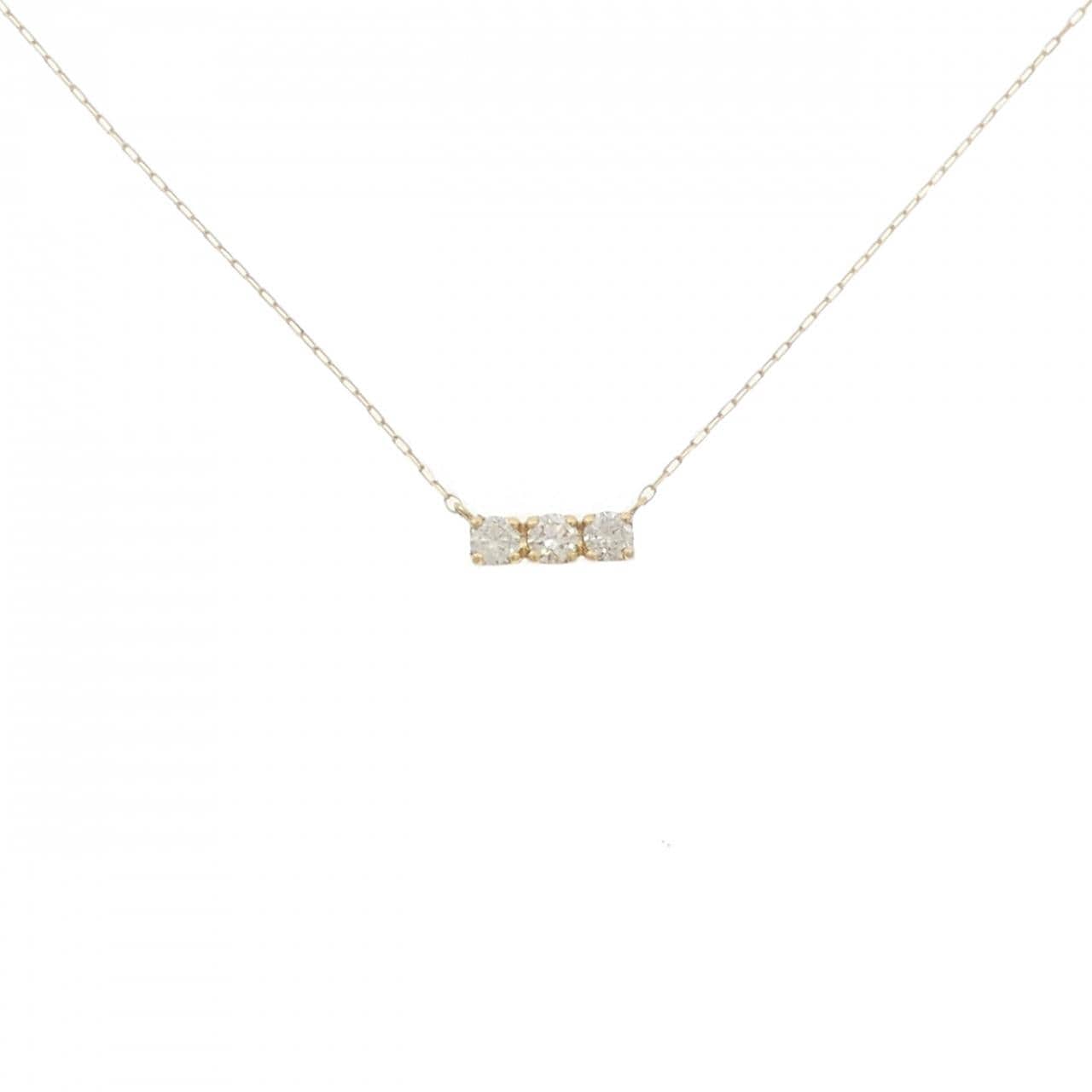 【新品】K18YG スリーストーン ダイヤモンド ネックレス 0.15CT