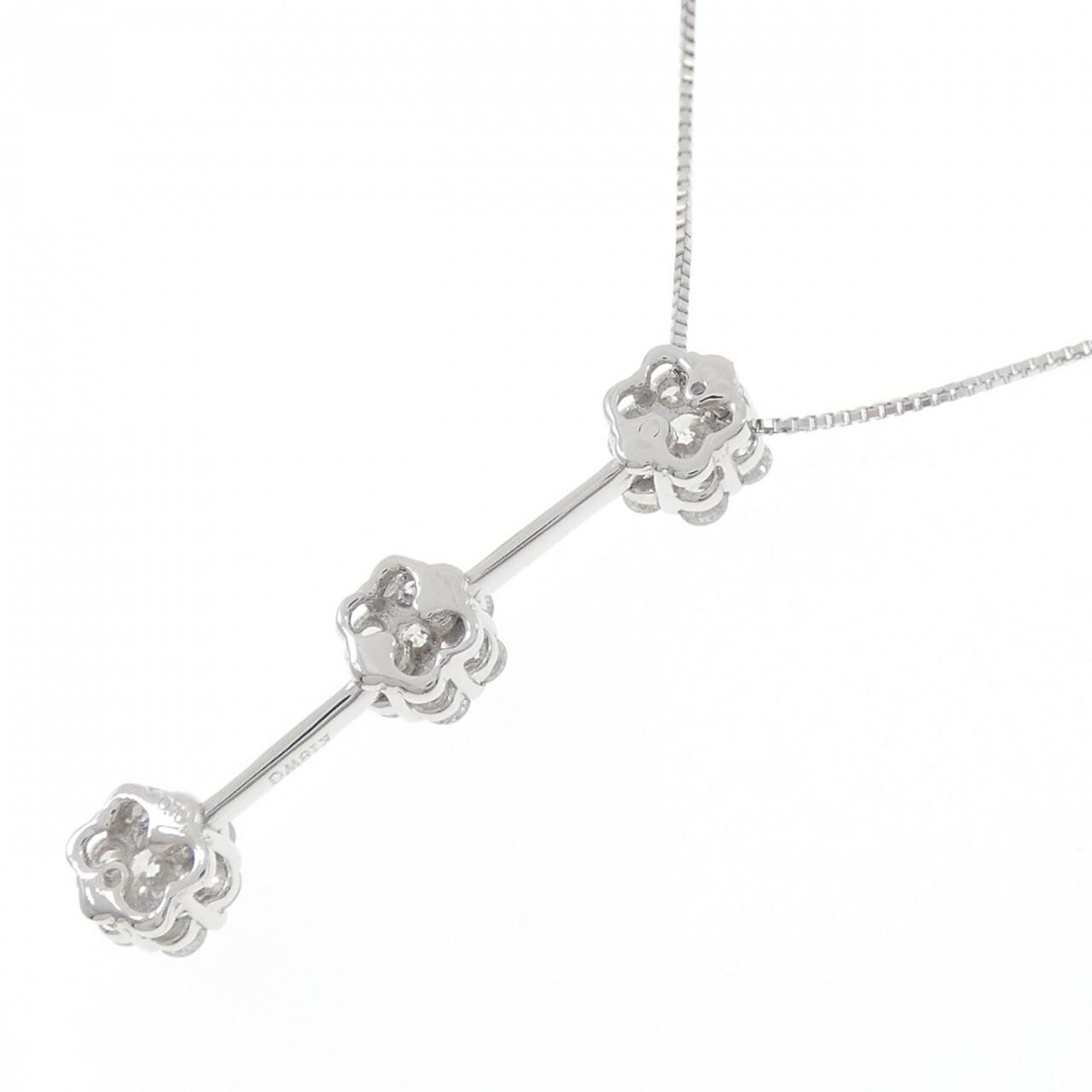 K18WG フラワー ダイヤモンド ネックレス 0.70CT