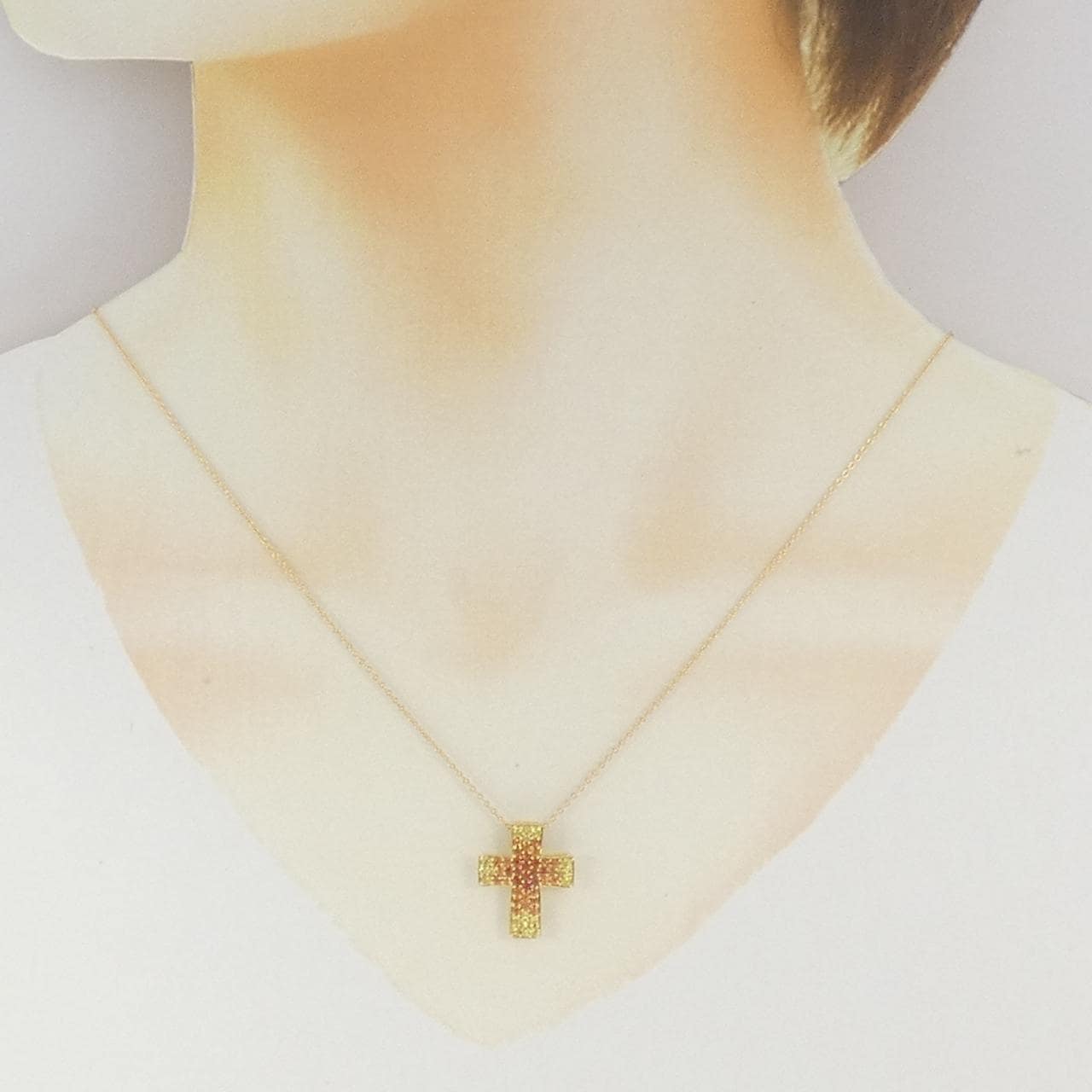 K18YG クロス サファイヤ ネックレス