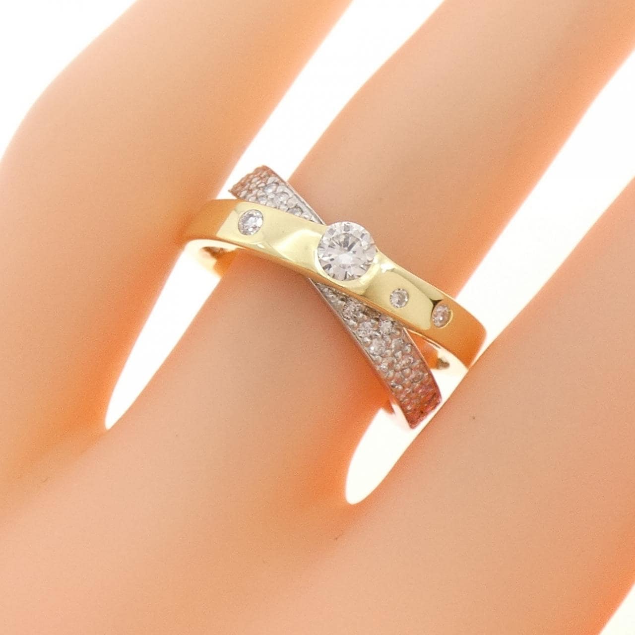 PT900/K18YG钻石戒指，0.46克拉