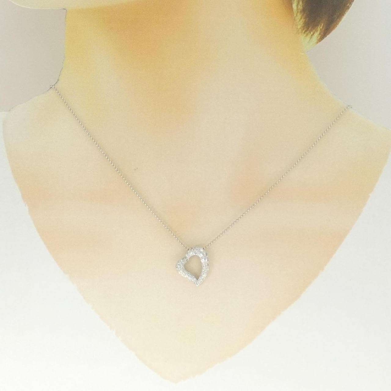 PT900/PT850 ハート ダイヤモンド ネックレス 0.50CT