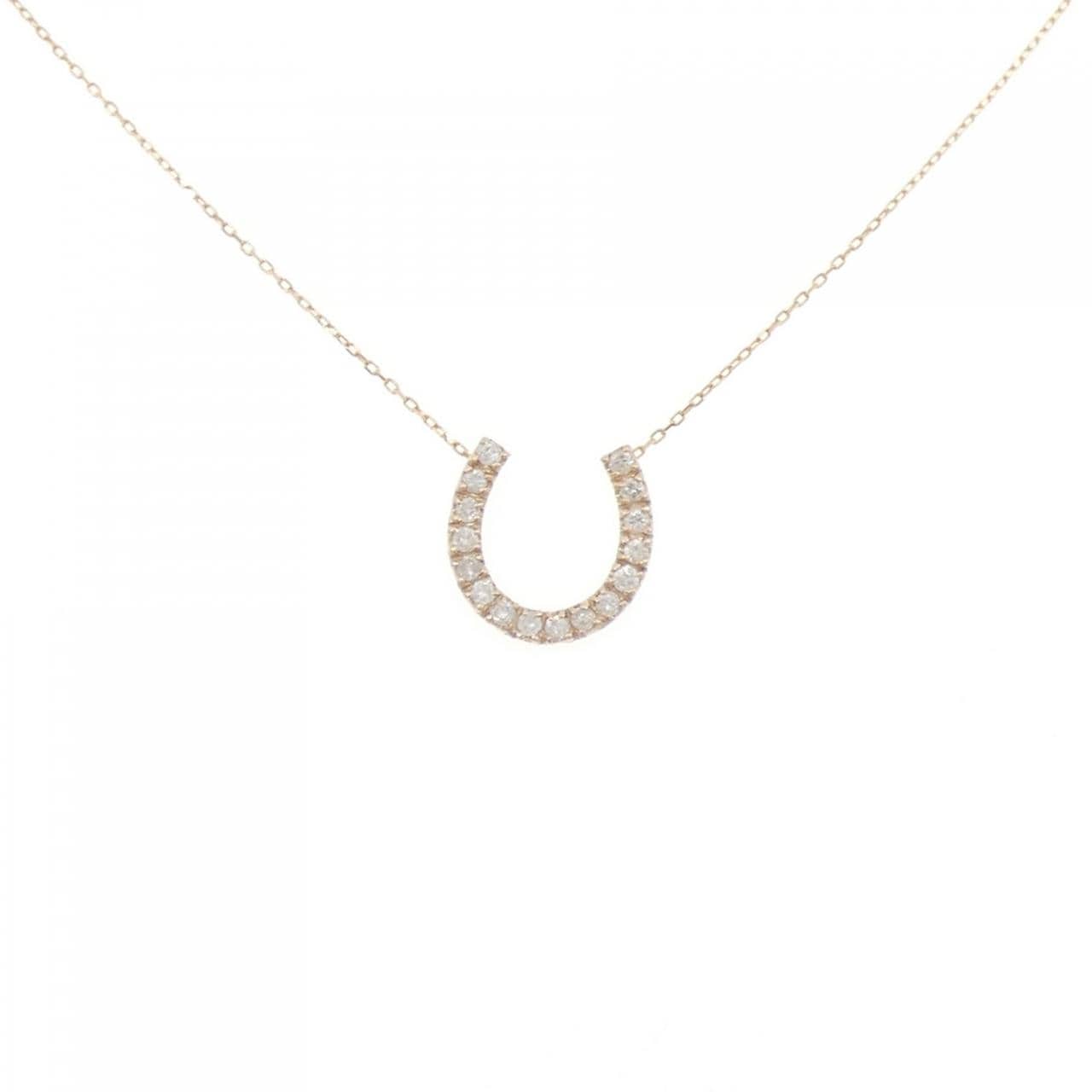 K18PG ホースシュー ダイヤモンド ネックレス 0.20CT