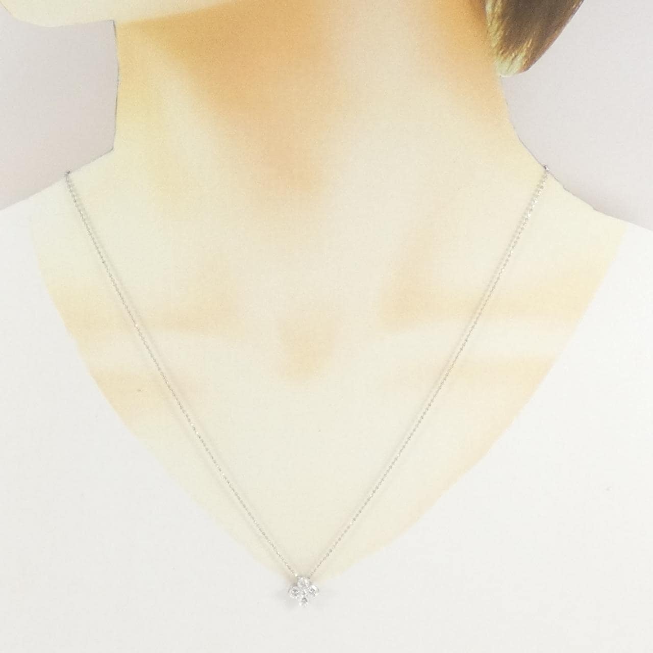PT900/PT850 フラワー ダイヤモンド ネックレス 0.55CT