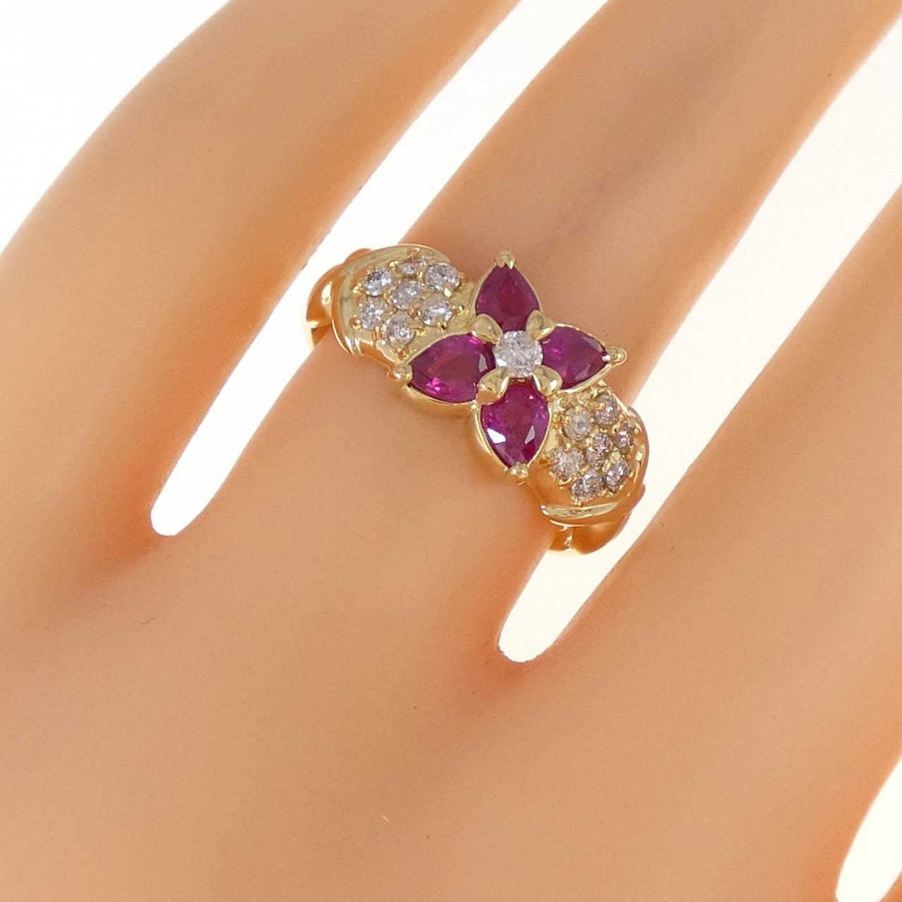 コメ兵｜K18YG フラワー ルビー リング 0.95CT｜ジュエリー