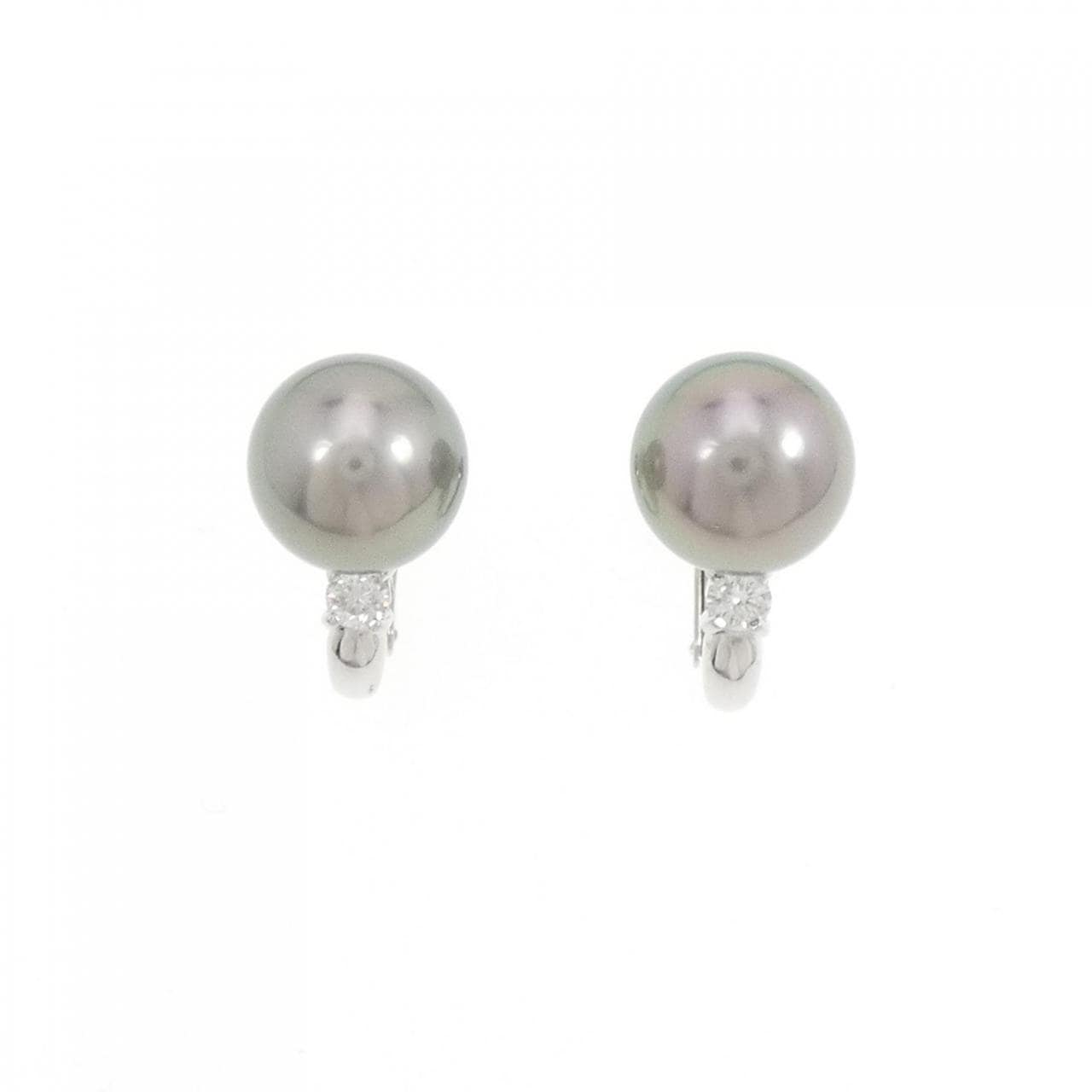 K18WG Black Pearl Earrings 9.6mm