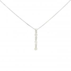 K18WG スリーストーン ダイヤモンド ネックレス 0.31CT