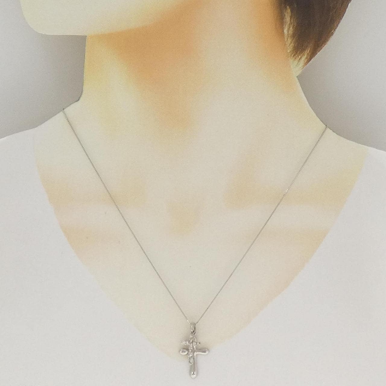 PT900/PT850 クロス ダイヤモンド ネックレス 0.30CT