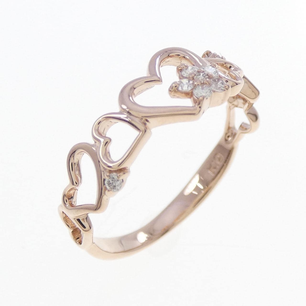 K10PG ハート ダイヤモンド リング