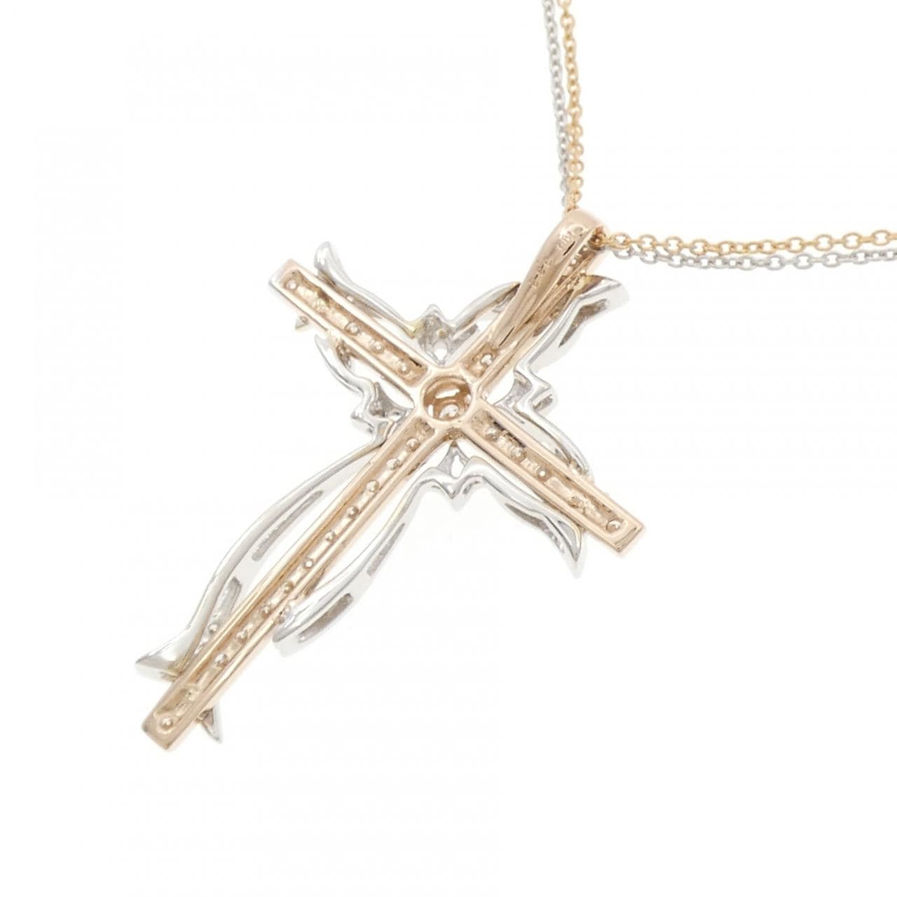K18PG/K18WG クロス ダイヤモンド ネックレス 0.32CT