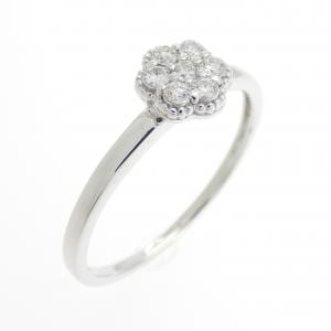 K18WG フラワー ダイヤモンド リング 0.12CT